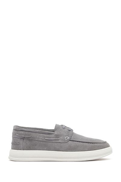 Derimod Men's Gray Lace-Up Suede Leather Casual Shoes 25Sfd 700310