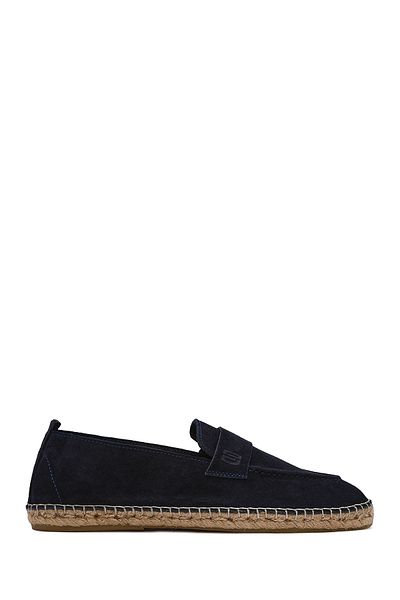 Derimod Men's Navy Blue Suede Leather Espadrille 25Sfd 770110