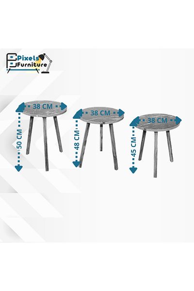 PixelsFurniture Pixel Furniture 3 Piece Round Coffee and Tea Serving Table Set
