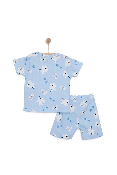 ebebek Hello Baby HelloBaby Erkek Kısa Kol Yıldız Desenli Bisiklet Yaka Pijama Takımı