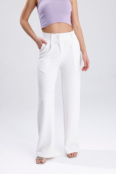 LOVES AGAZA White Stone Palazzo Trousers