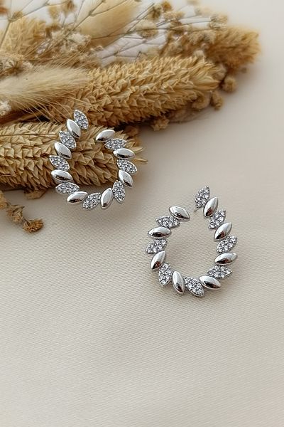 COSİTA Silver Water Drop Zircon Stone Detailed Earrings