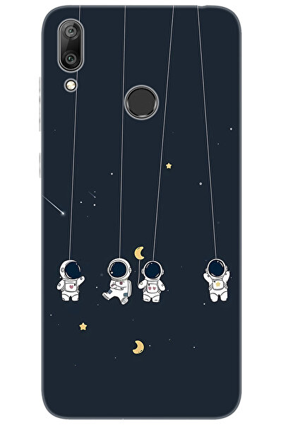 Ceppare Huawei Y7 2019 (DUB-LX1) Uyumlu Kılıf Desen Baskılı Silikon Astronot ...