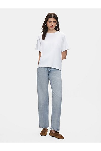 Ltb Tricou alb Crop Basic Crew