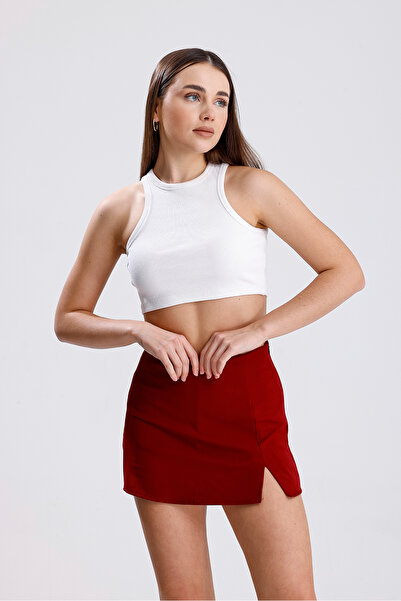 LOVES AGAZA Mini Şort Etek Yandan Yırtmaçlı Arkası Etek Görünümlü