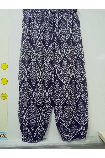 hoaryage Viscose Trousers with Cuffs, Elastic Waist, Patterned 100% Cotton, Oversize