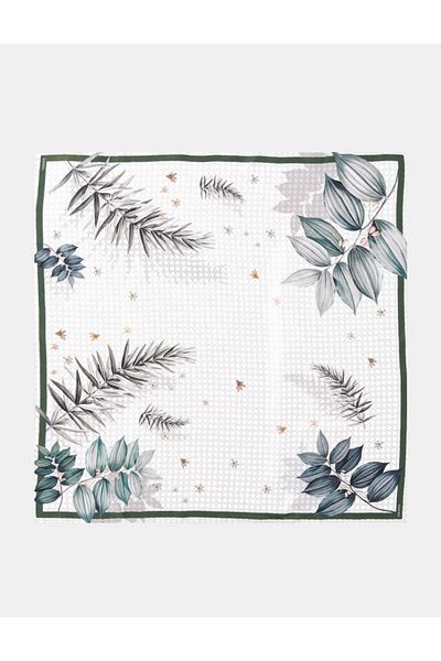 Kayra Μονόγραμμα μοτίβο Twill μεταξωτό κασκόλ Çağla Green