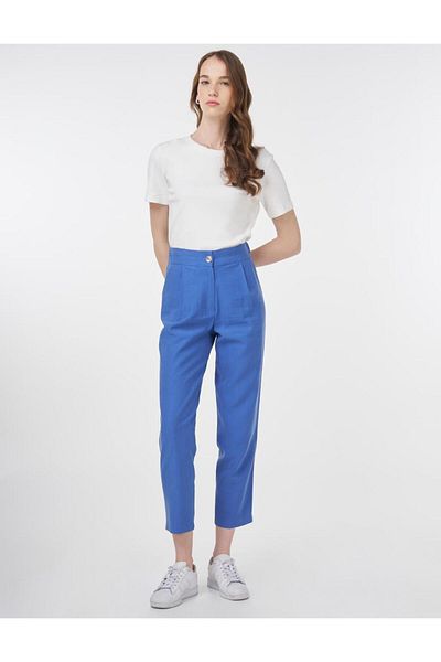 Kayra Pleated Lyocell Carrot Pants Indigo