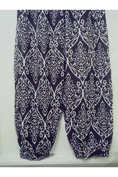 hoaryage Viscose Trousers with Cuffs, Elastic Waist, Patterned 100% Cotton, Oversize