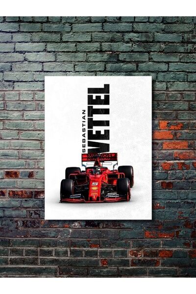 ZNC Sebastian Vettel - Formula -1 - Eşsiz Tasarım Otomobil Posterleri, Özel T...