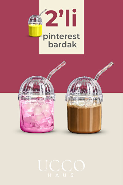 UCCO Kristal Plastik Pinterest Bardak, Cam Pipetli Kahve Limonata Meşrubat Ça...