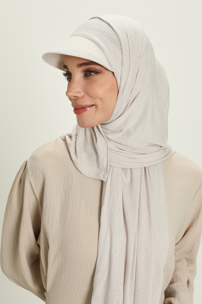 HIJAB VIP طرحة قطنية مع كاب- بيج فاتح