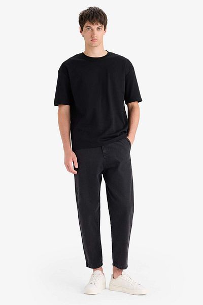 DeFacto Oversize Φαρδιά Εφαρμογή Crew Neck Basic Μασίφ κοντομάνικο T-shirt E9798AX25SP