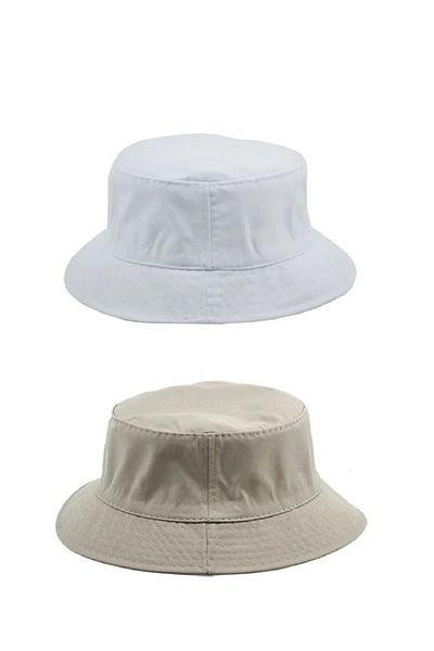 derikem Double Summer Fabric Bucket Hat, Men's Women's Plain Fisherman Bucket Hat, Unisex Cream-White