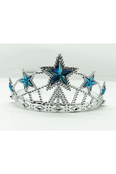 kapsulavm Blue star stone plastic queen princess elsa crown child size