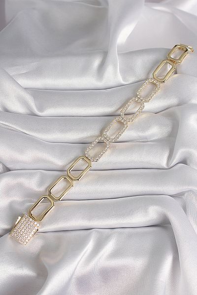 Clariss Brass Gold Color Zircon Stone Chain Model Xuping Vip Exclusive Series Bracelet