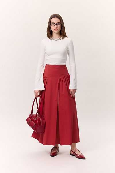 Manuka Büzugulu Gamze Ware Roter Gabardine-Rock