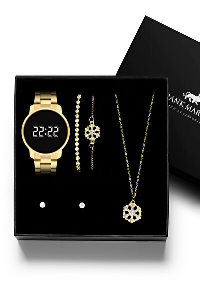 Frank Martin مجموعة أقراط وقلادة وسوار وساعة نسائية 15-003