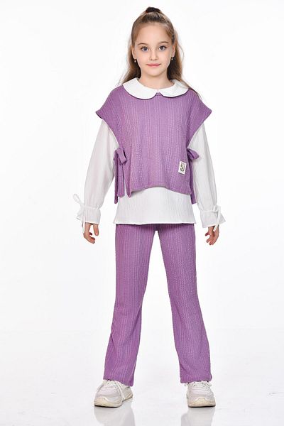 Kamex Knitted Patterned Girl's Suit – Classic and Elegant Combination
