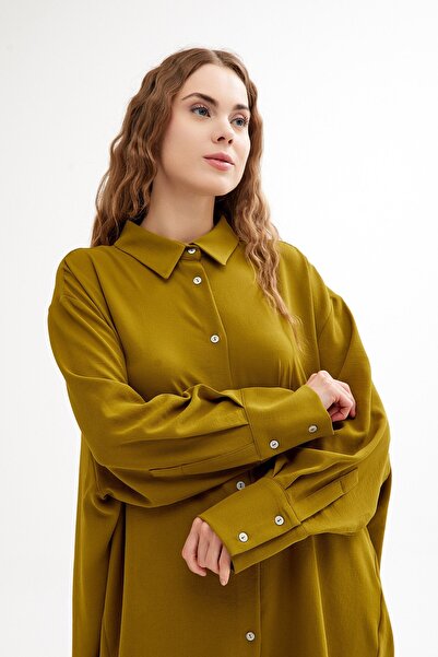 QANU Πουκάμισο Oversize Oil Green