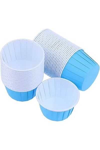 Hepta Collection Trend Gift Basket 50'Li Soft Pastel Blue Muffin Cupcake Mold Cake Capsule, Muffin Cake Mold, Ai