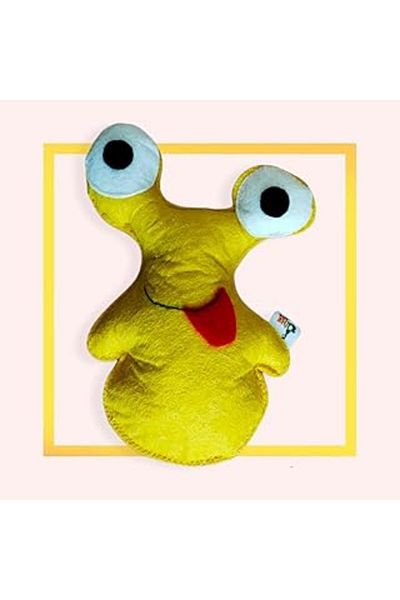 Mu Art Yellow Alien - Cat Toy Cat Pillow with Catnip & Cat Bell - Dino Pet Toy