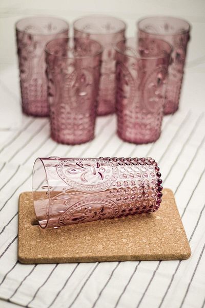 AC BOX Acrylic Plum 6-Piece Long Cup & Water Soft Drink Cup 750 ml (Not Large Size & Glass)