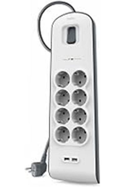 Pazarcan Belkin Bsv804vf2m مقبس تمديد محمي من زيادة التيار، 8 مقابس، 2.4a مخرج اثنان (2) قطعة USB Connect N