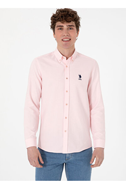 U.S. Polo Assn. Πόλο Ασν. (U.S. Polo Assn.) εφαρμοστό Πουκάμισο με γιακά Ροζ Ανδρικό Πουκάμισο NOVA