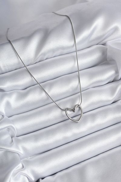 AfraBeauty 316L Stainless Steel Silver Color Heart Model Women's Necklace - Tarnish Free & Antiallergic