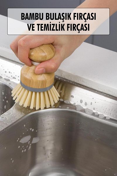 AC BOX Bamboo Dish Cleaning Brush & Kitchen Bathroom Cleaning Brush