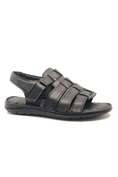 Kids Club Shoes Kocamanlar 100% γνήσιο δέρμα Full Orthopedic Ανδρικά Σανδάλια ΜΑΥΡΟ