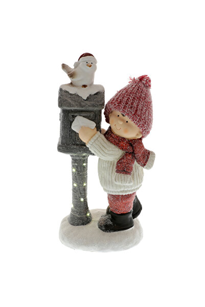 GiftExpress Figurina iluminata copil cu casuta postala 44 cm - Fetita