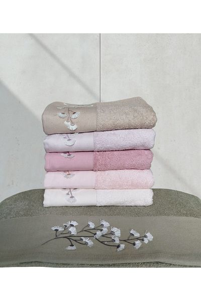 Nurpak Nazenin 100% Cotton 3D 6-Piece Hand Face Towel