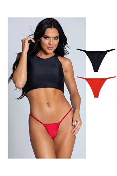 Moda Bu Kadın Beli Lastikli Bol Paça Salaş Yazlık Pantolon altı ip lastikli string tanga 2 adet