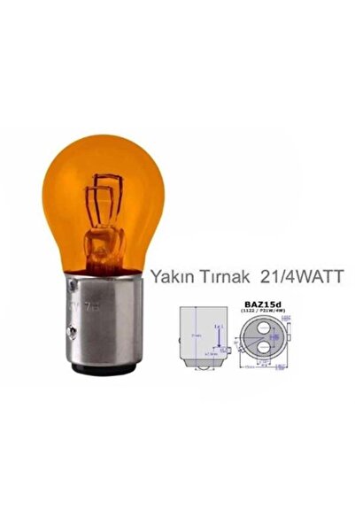 FASE AMPÜL 1016 ÇİFT DUY ŞAŞI TIRNAK ( STOP AMPÜLÜ ) SARI 12V