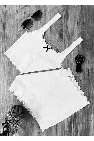 MİO ESTİLO Ribbed Athlete Shorts Set