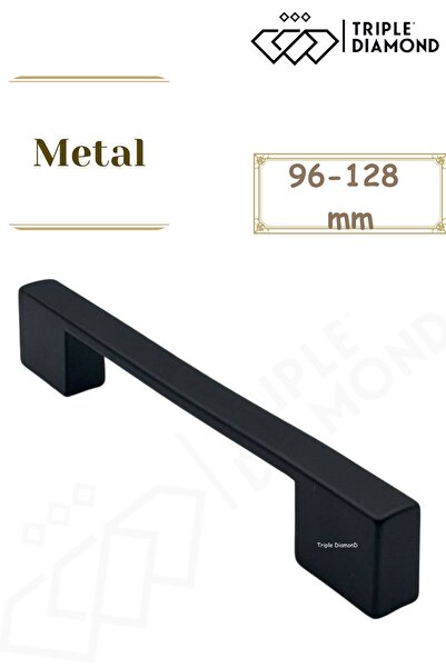 Triple Diamond Çift Delikli Siyah 96-128 Mm Metal Köprü Kulp, Lüks Country Mu...