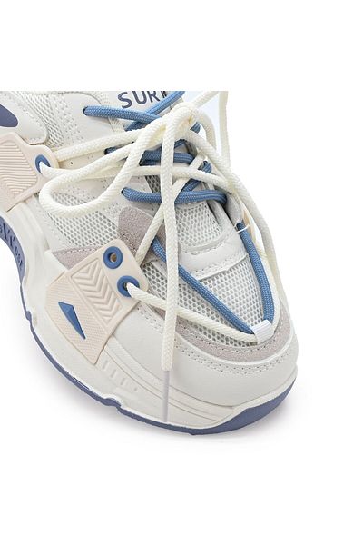 Tmall Pantofi sport pentru femei, cu inserții de plasă, D1317, albi cu albastru