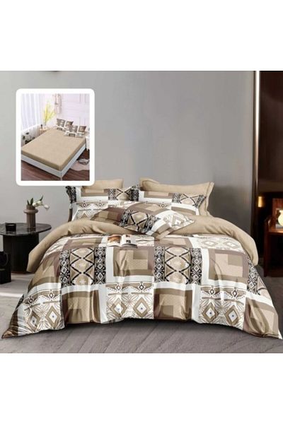 Pucioasa Bed Linen Set from Finet with Elastic, Duvet Sheet 200x220cm, 6 Pieces, Geometric Model