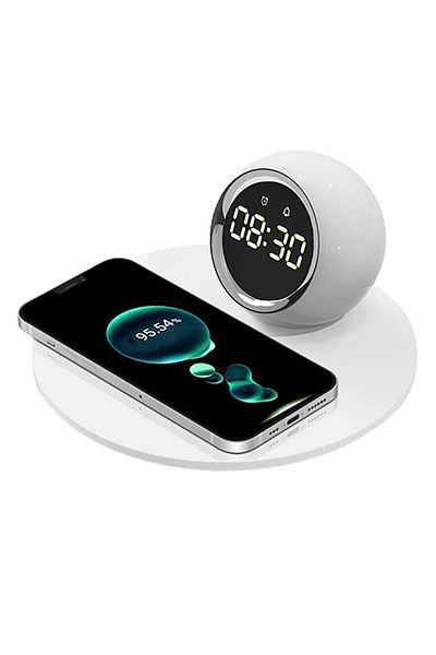 Naimeed Company Wireless charger with built-in clock and night light, Naimeed D6066, White, 180x80x180mm