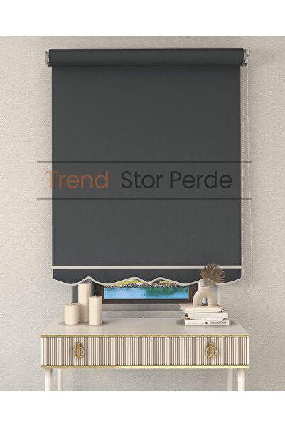 TREND STOR PERDE Gri Stor Etek Dilimli Zebra Stor Güneşlik Perde