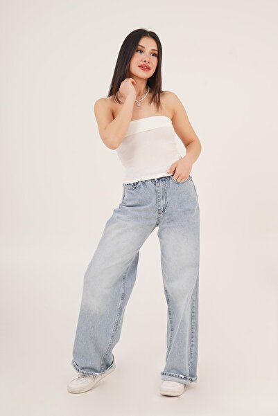 Hipo Trend Біла блузка без бретелей з деталями на верхній частині