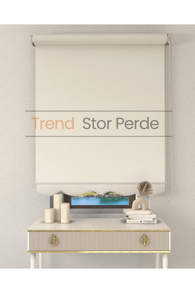 TREND STOR PERDE Krem Stor Etek Dilimli Zebra Stor Güneşlik Perde