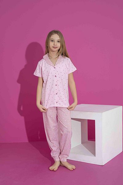 RAPAPA Girl's Summer Lycra (You Can Combine Mom and Daughter) Combed Cotton Buttoned Pajama Set 3031