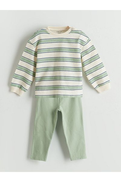 LC Waikiki Standard Pattern 100% Cotton Combed Fabric Baby Boy Sweatshirt and Pants Set of 2