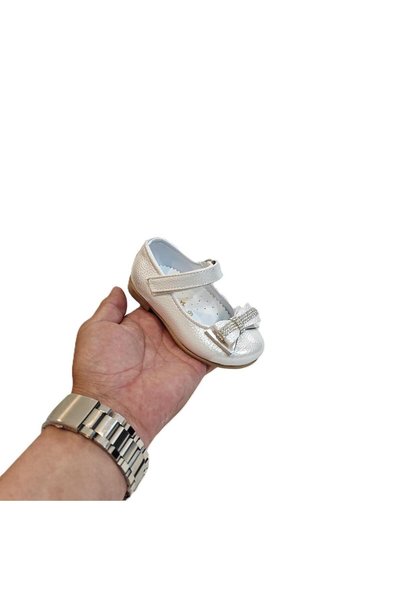Fiyra 8013 Taşlı Kurdeleli Cırtlı Bebe Kız Çocuk Babet