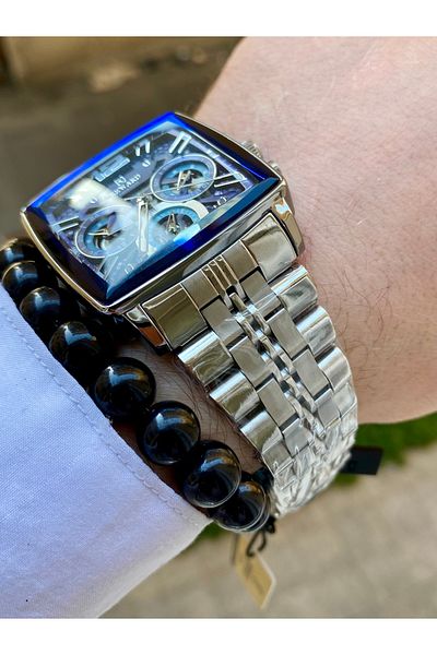 Reward Square Waterproof Steel Men Wrist Watch Bangle Gift
