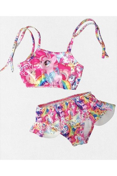 Fil Kids Girl Pink Color 3 Piece with Bag My Little Pony Printed Close Woven Quick Dry Bikini Set