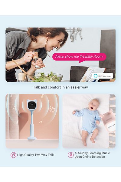 EZVIZ كاميرا EZVIZ BM1 اللاسلكية لمراقبة الأطفال بدقة 2 ميجابكسل مع الذكاء الاصطناعي ورؤية ليلية وكشف الحركة، باللون الأزرق